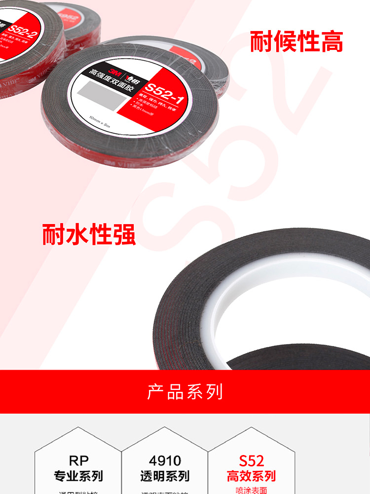 3MS52VHB泡棉雙面膠帶產品系列介紹